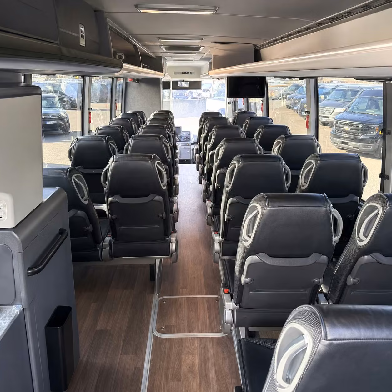 56 passenger charter bus inside