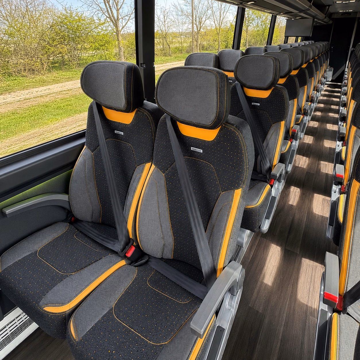 56 passenger charter bus interior